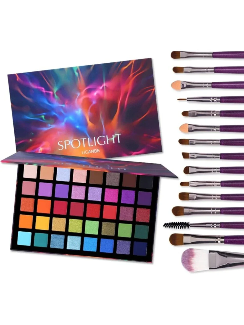 40 Color Eyeshadow Palette + 15 Eye Brushes Set | Matte, Shimmer & Glitter